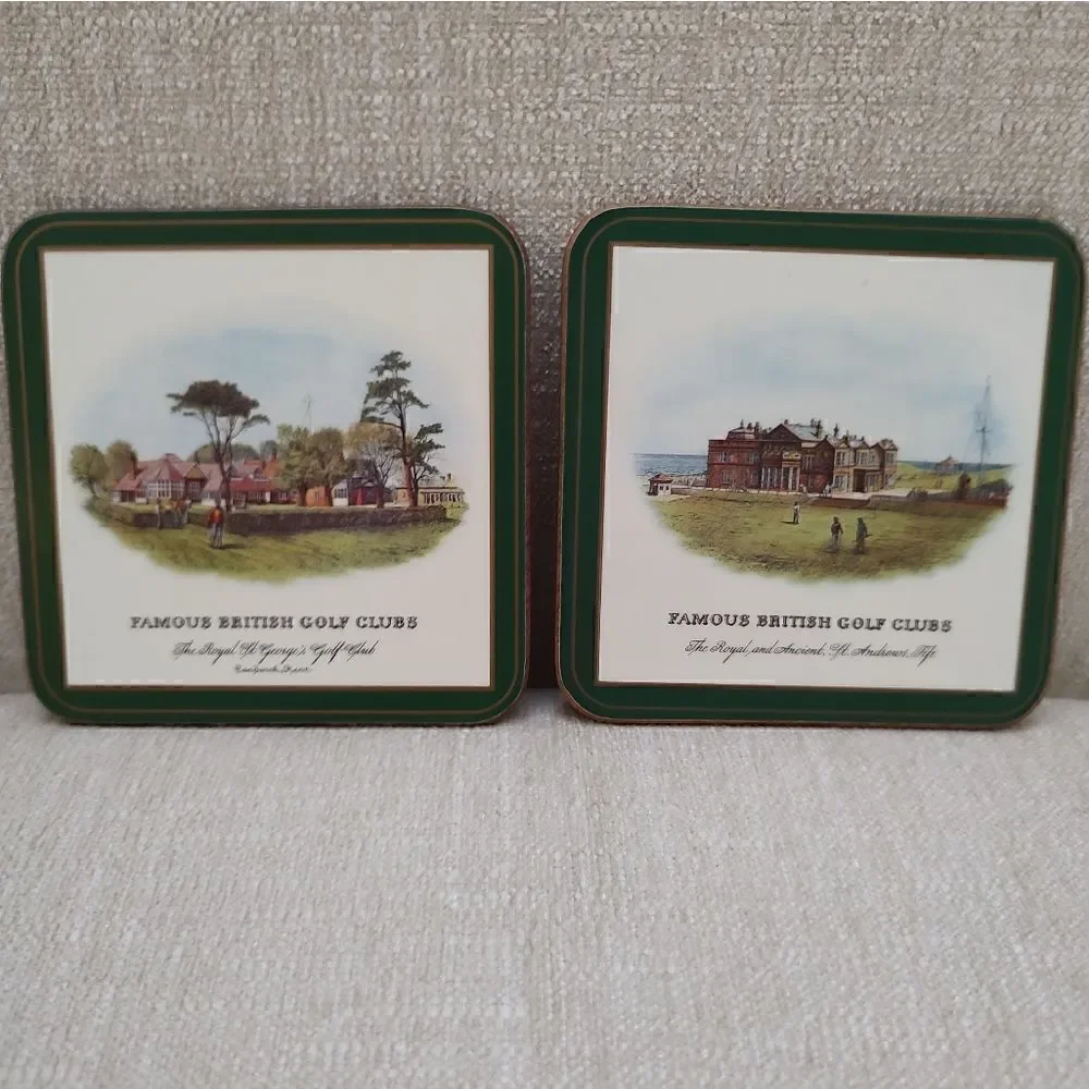 Pimpernel Traditional Drink Coasters Set of 6 Classic Famous British Golf Clubs